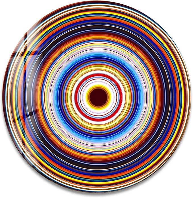 My Photostation.com 24''(60cm) Diameter Colorful Concentric Circles Round Glass Wall Art Tempered Glass Printing Wall Decor Large Wall Art Wall Hangings