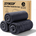 JOYMOOP Microfiber Towels for Cars, 3 Pack 35.4" x 23.6" Car Drying Towel, Dark Gray Reusable Car Towel, Quick Drying Car Microfiber Cleaning Cloth for RVs, SUVs, Trucks