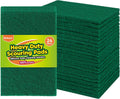 Heavy Duty Scouring Pads, 24Pcs Household Scour Pads for Kitchen, Garage and Outdoors, Reusable Dish Scrubber Pads for Pan and Metal Grill - Green
