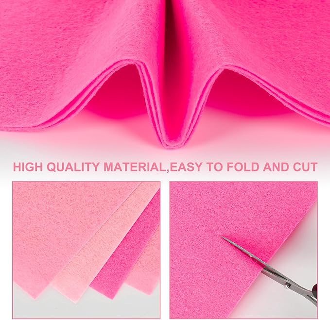 Whaline 18Pcs Felt Fabric Sheets Soft Thick Assorted Pink Craft Felt Pack for DIY Craft Sewing Patchwork Art Projects, 3 Colors, 7.9 x 11.8 Inch
