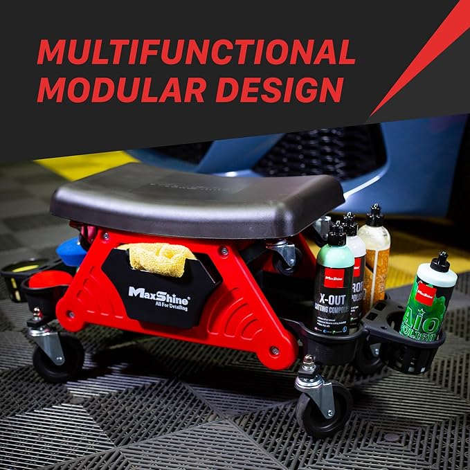 Maxshine Detailing Mini Creeper Without Cushion | Mobile Rolling Utility Creeper Seat for Mechanics & Car Detailers | Low Profile Detailing Seat for Car Cleaning, Polishing, Coating & Waxing