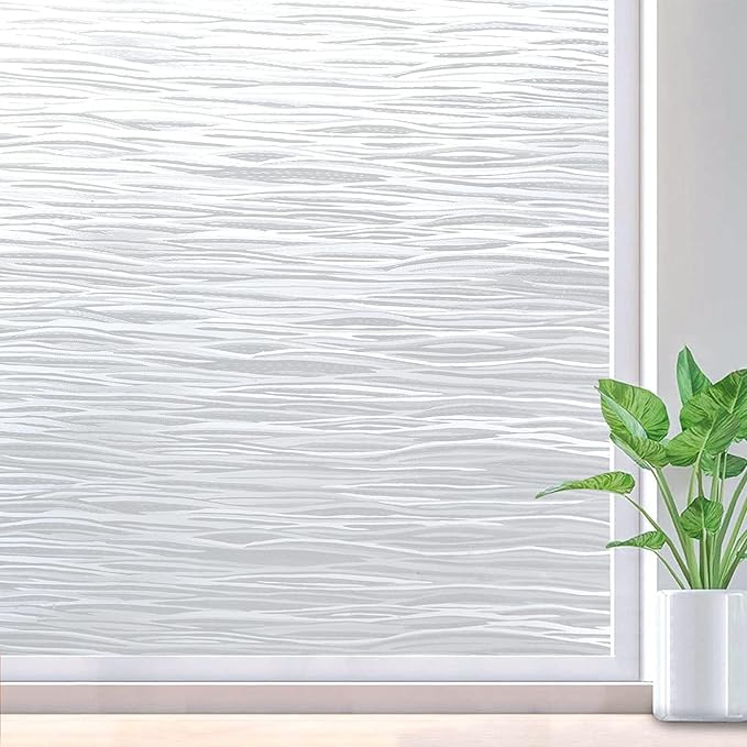 rabbitgoo Window Privacy Film Frosted Glass Film Removable Vinyl Door Coverings UV Blocking Decorative Static Cling Non-Adhesive Window Clings Sticker for Home Decor, 17.5 x 78.7 Inches