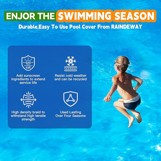 19Ft Pool Covers for (15Ft) Above Ground Pools, Winter Pool Cover,Heavy Duty Above Ground Pool Cover Includes Winch and Cable,UV Protection, Strength&Durability,Blue/Black(Cover Only)