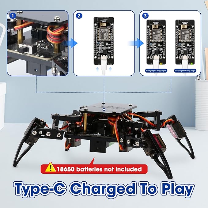 STEM Toys Programmable Bionic Spider Robot Kit, Science Kit for Kids Age 8-12, Teens DIY Robotics Building Toy, Walking Crawling, App Remote Control, Boys Gift Girls Adults Birthday