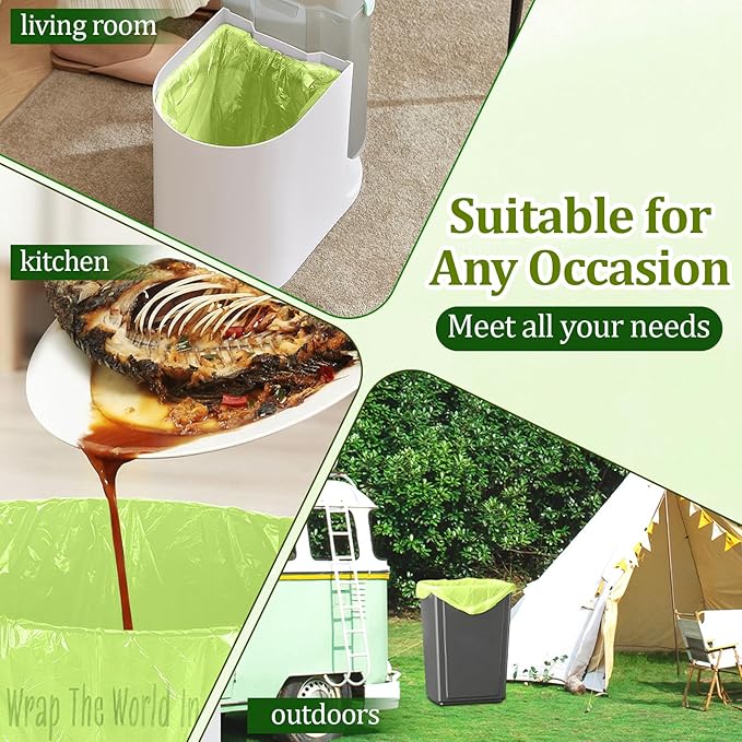10-13 Gallon Compostable Trash Bags Handle-Tie, Heavy Duty Thick 0.87 Mil, 49.21 Liter, 30 Bags, Tall Kitchen Food Scrap Waste Bag, ASTM D6400, US BPI and OK Compost Home Certified