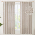 YoungsTex Rod Pocket Linen Curtains for Bedroom 38 X 63 Inches - Light Filtering Drapes with Back Tab for Living Room/Office/Farmhouse/Country Decorative, 2 Panels