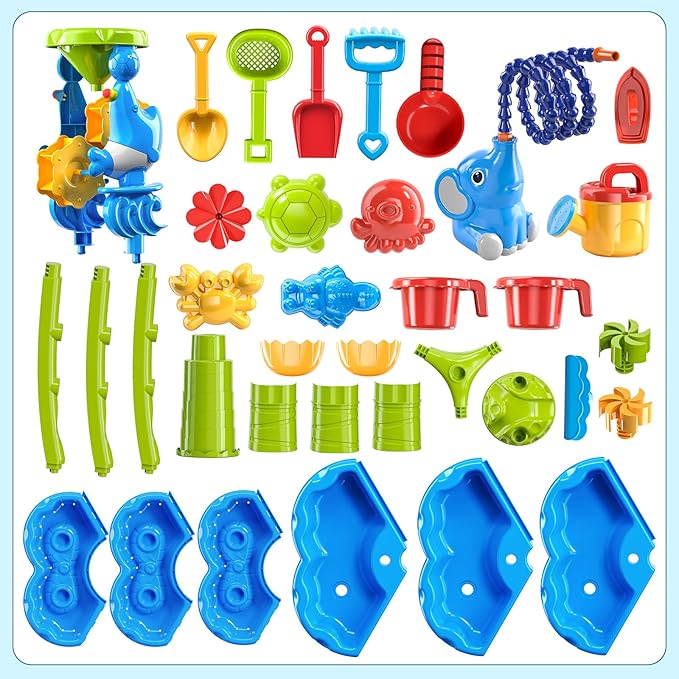 Water Table for Kids Ages 4-8 with Water Pumb, Summer Outdoor Sand Water Table for Boys Girls, Kids Water and Sand Activity Sensory Toys for Toddlers Age 3-8