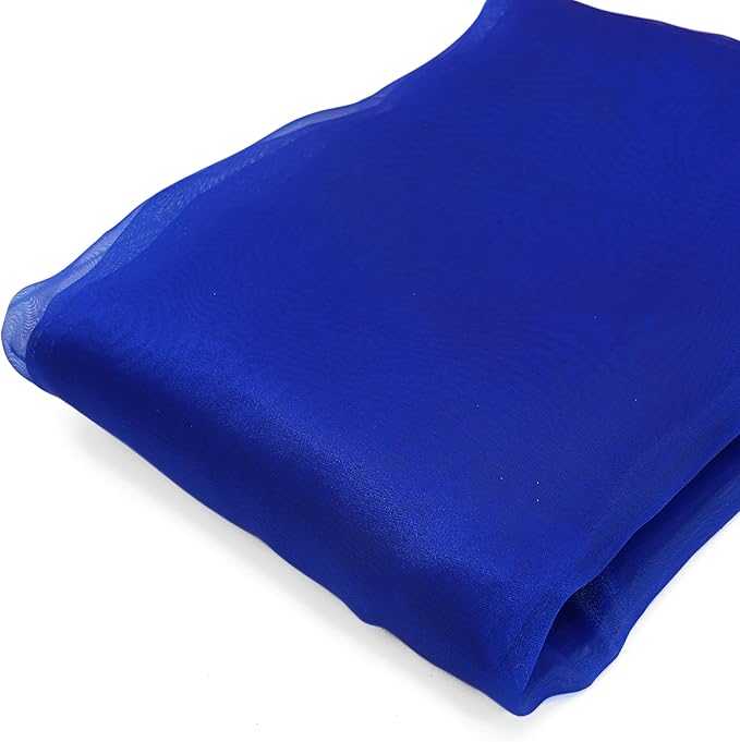 Organza Fabric 10 Yard Bridal Solid Sheer Bolt for Home Décor, Table Décor, Bridal, Fashion, Crafts, Decorations Silky Shiny Organza 44" - (10 Yard, Royal Blue)