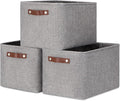 DULLEMELO Medium Storage Baskets for Organizing, Rectangular Fabric Storage Bins Collapsible, Perfect for Shelves, Closets, Nursery, Home, Office, Empty Gift Baskets (3-Pack,Grey)