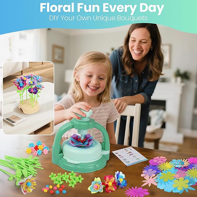 BIRANCO. DIY Flower Bouquet Maker Kit for Kids – Build Your Own Flower Market, Arts & Crafts Toys for Girls Ages 4-8, Educational Activity with Rich Accessories, Great Gift Idea