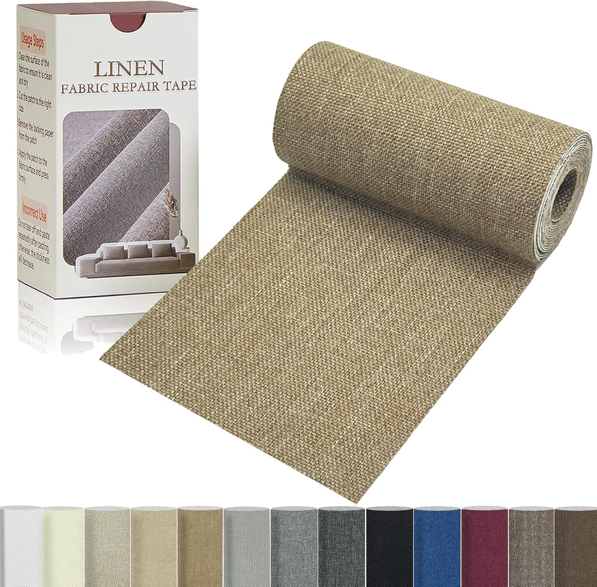 Linen Repair Tape 4x70 Inch Self-Adhesive Couch Patch Repair Fabric Patch for Furniture,Sofas,Cushion,Chairs,Bags,Linen Goods(Camel)