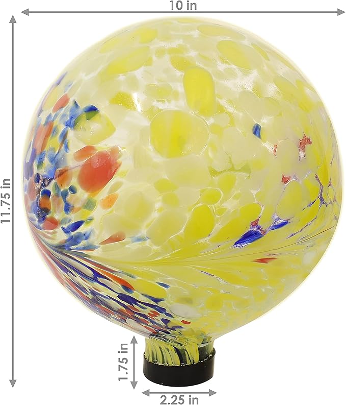 Sunnydaze 10-Inch Gazing Ball for Garden - Glass Gazing Globe for Outside - Garden Orb Yard Decor - Bright Summer Burst - Set of 2