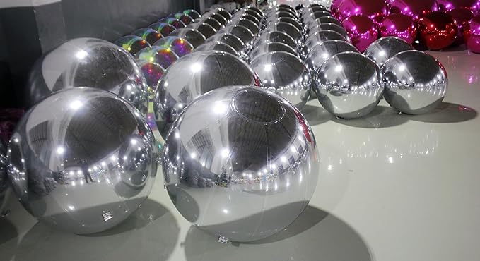 Generic Big Shiny Balls Giant Inflatable Mirror Balls for Events & Decor - Party, Advertising, Shows, Stage Decoration - Hanging & Standing-Various Sizes & Colors - Silver (1.2m/3.94ft)