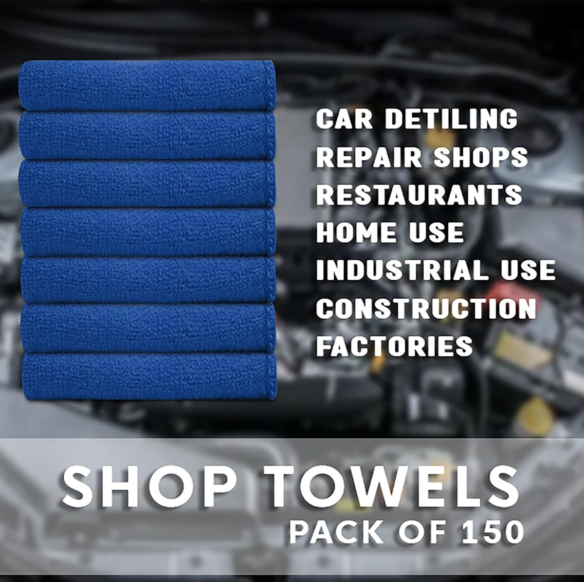 Cotton Shop Towels - Pack of 50 Cleaning Rags 12'' x 14'' - Super Soft and Absorbent Shop Rags for House - Multipurpose Cleaning Towels for Automobiles, Industries, Garage