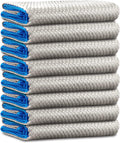 Microfiber Cleaning Cloth Lint Free Glass Cleaner Window Polishing Streak Free Miracle Easy Clean Rag Reusable for Mirror Kitchen Dish Auto Detailing,Pack of 8, 12'' x 16'', Light Grey