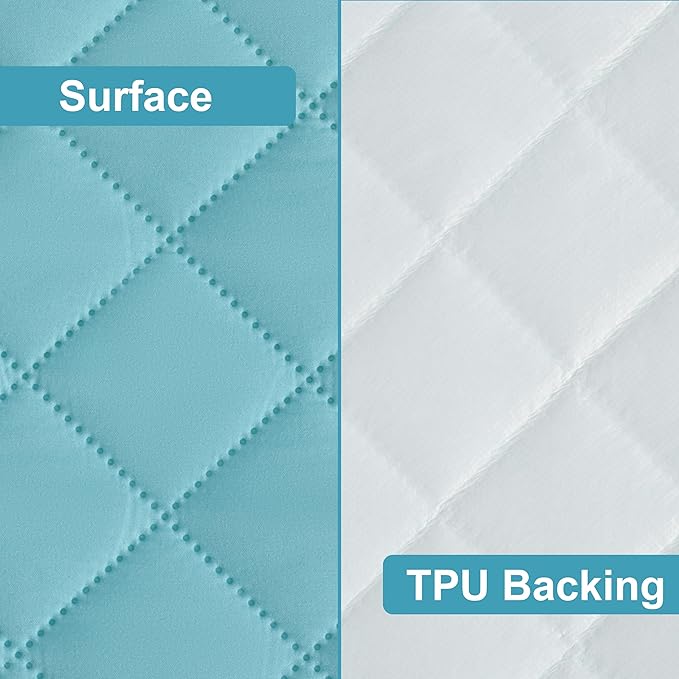 NTBAY 2 Pack Waterproof Crib Mattress Protector, Quilted 28"x52" Toddler Fitted Sheet - Machine Washable - Soft and Breathable Mattress Pad Cover for Crib, Nursery, Daycare, Cot, Aqua
