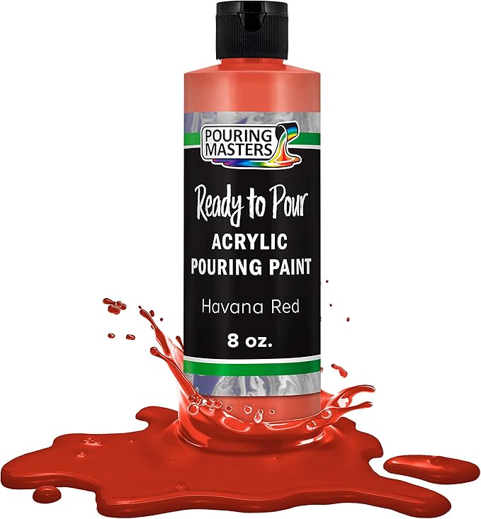 Pouring Masters Havana Red Ready to Pour Acrylic Pouring Paint - Premium 8-Ounce Pre-Mixed Fluid Acrylic Paint - Fluid Art Supplies for Canvas, Wood, Paper, Tile & Rocks