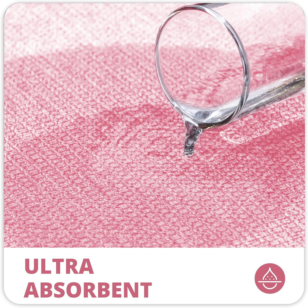 Bath Mat,Ultra Thin Bathroom Rugs,Rubber Bath Mats for Bathroom,No Slip Bath Rugs,Quick Dry,Machine Washable,Low Pile,Absorbent,Shower Outside,Sink,Home Decor Accessories.Pink,1'5"x2'3"(2 Pack)