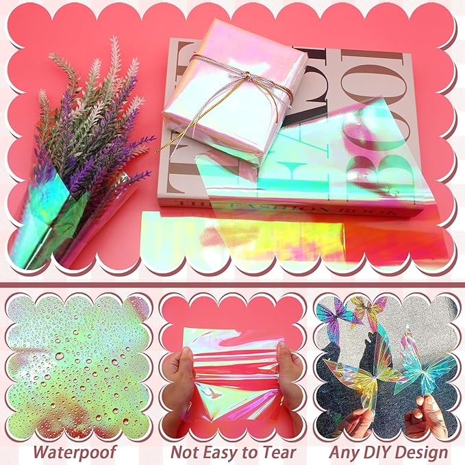 Cinvo 160 Sheets Rainbow Cellophane Sheets, 7.5x7.5 Inch Cellophane Wrap Paper, Cello Paper for Baking, Crafts, Party Favors, Candy Wrapping Plastic Sheets