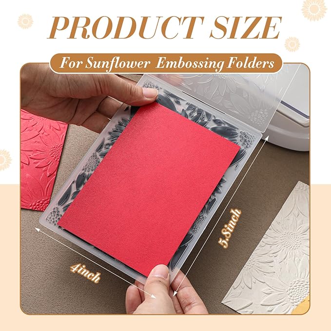 Geiserailie 1 Pcs Embossing Folders Embossing Machine Template Paper Card Folders for Christmas Card Making DIY Flower Scrapbook Photo Album Craft Decoration 5.9 x 4.1 Inch (Sunflower Style)