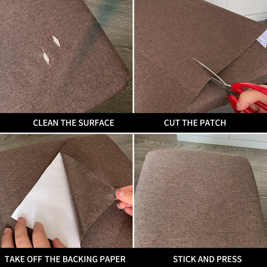 Fabric Repair Patches, 17X158 Inch Linen Repair Tape Self-Adhesive Fabric Patches Durable, DIY Large Linen Tape for Sofa, Couches, Furniture, Chair, Clothing （17X158 Inch, Beige）