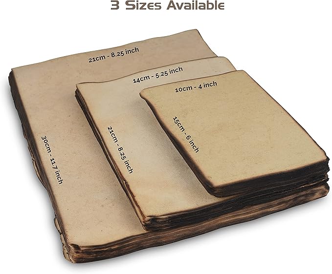 Wanderings Handmade Vintage Deckle Edge Blank Paper with Slightly Burned Edge - 5.8x8.3 (A5) - Package of 50 Recycled Paper for Writers, Invitations, Crafts, Memorials, Printmaking - Thick 150 GSM