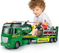 Dwi Dowellin Carrier Truck Kids Toys,25.6" Semi Truck Toy with Helicopter and Dinosaurs,Gifts for Age 3 4 5 6+ Years Old Boys Girls