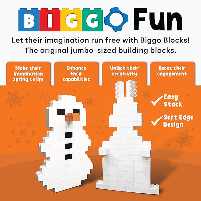 Big Blocks for Kids Ages 4-8 — Indoor & Outdoor Blocks Kids Games — White Large Building Blocks - 48 pc