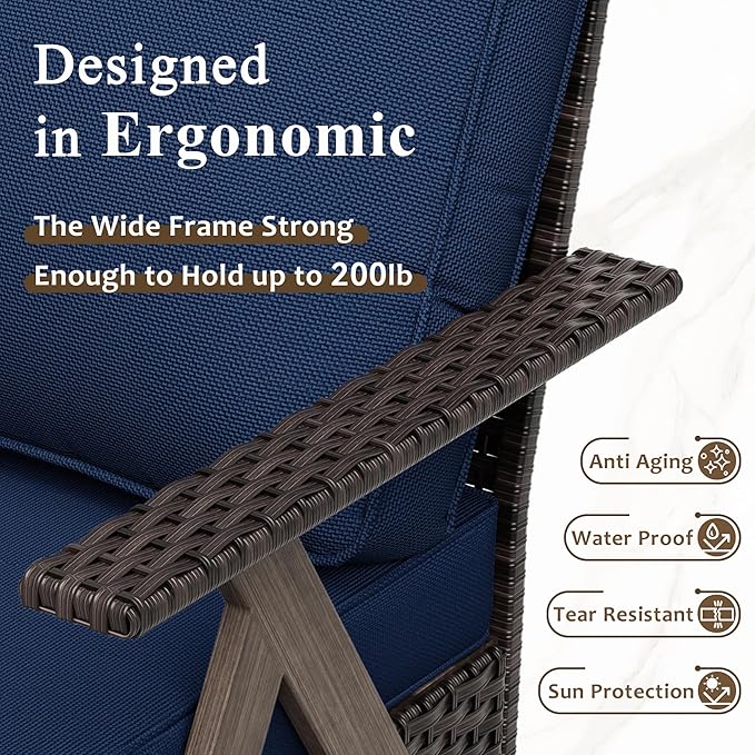 Outdoor Patio Sofa, 3 Seater Rattan Sofa for Outside, All-Weather Wicker Outdoor Sofa Couch with Metal Frame for Deck, Lawn