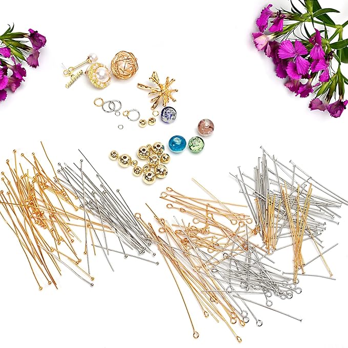 260pcs 18K Gold Filled Ball Pins Non Tarnish Craft Earring Bracelet Jewelry Making Accessories Supplies (20mm (0.78in）, Gold-Ball Pin)