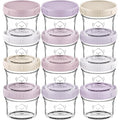 KeaBabies 12pk 4oz Glass Baby Food Containers with Lids - Leak-Proof, Microwavable Small Glass Jars, Baby Purees & Toddler Snack Storage Containers, BPA-Free, Dishwasher & Freezer Safe (Lilac)