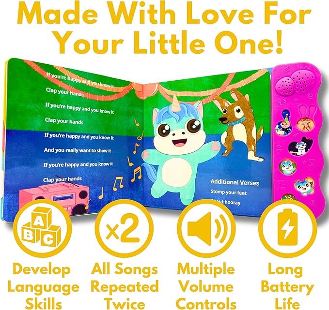 Children's Songs: Musical Toys & Interactive Sound Book for Toddlers 1-3, Baby’s First Year Music Book Gift, Singing Book for 1 Year Old Toddler & Kids, Nursery Rhymes Musical Books & Educational Toy