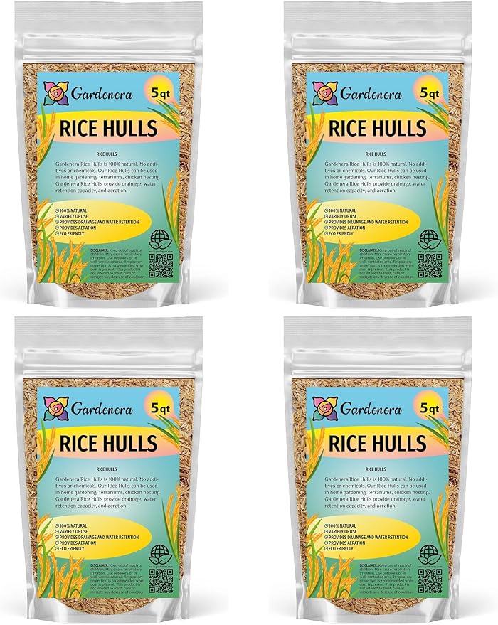 Premium Rice Hulls by Gardenera - Create Healthy and Resilient Plants Through Enhanced Aeration and Drainage - 20 QUARTS