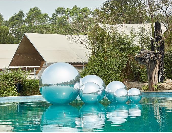Generic Big Shiny Balls Giant Inflatable Mirror Balls for Events & Decor - Party, Advertising, Shows, Stage Decoration - Hanging & Standing-Various Sizes & Colors - Silver (1.2m/3.94ft)