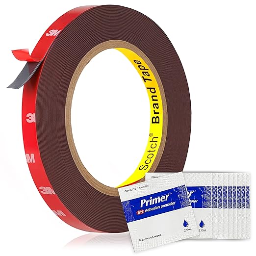 Tapsi Heavy Duty Double Sided Foam Mounting Tape – 0.4" x 36 FT Automotive-Grade Tape with Adhesion Promoters for Plastic Surfaces (0.4" x 36 ft)
