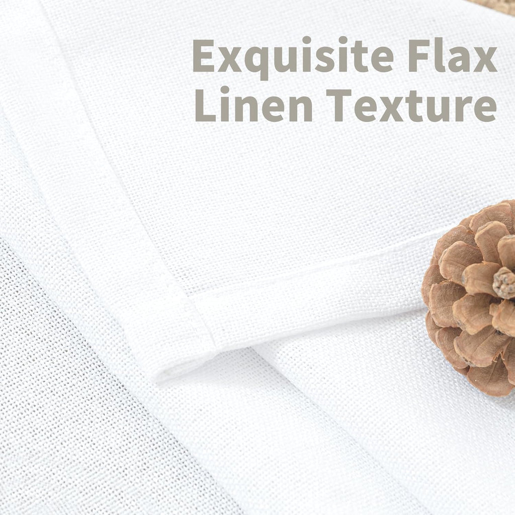 YoungsTex White Cafe Curtains 36 Inch Length for Window Over Sink - Linen Semi Sheer Drapes with Rod Pocket Back Tab Lightweight for Bathroom Kitchen, 2 Panels, 30 X 36 Inch