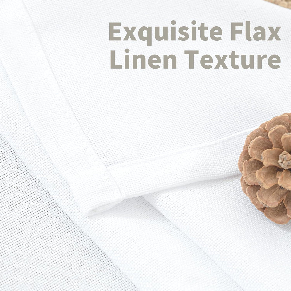 YoungsTex White Cafe Curtains 36 Inch Length for Window Over Sink - Linen Semi Sheer Drapes with Rod Pocket Back Tab Lightweight for Bathroom Kitchen, 2 Panels, 30 X 36 Inch