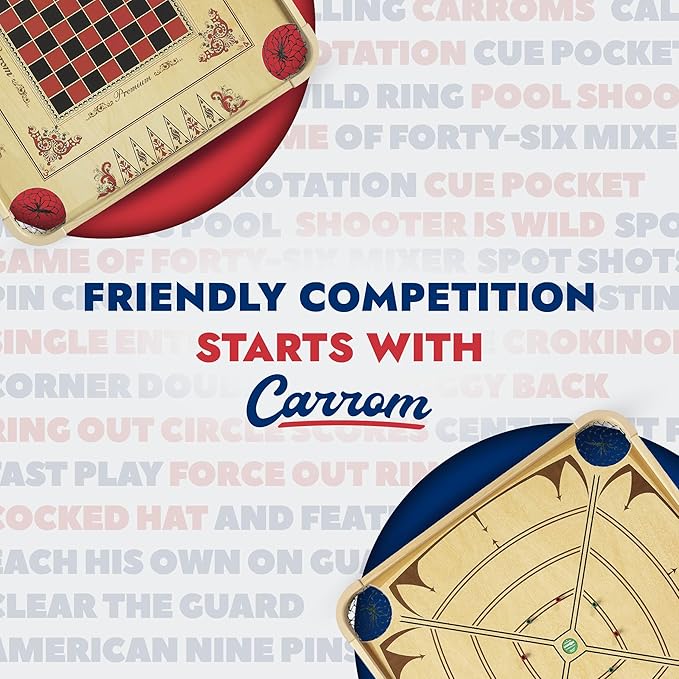 Carrom Board Game Set — Large Board Games for Adults & Children — Over 85 Board Games for Family Game Night — All in One Board Game Set