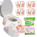 Toilet Seat Covers Disposable (12 pk, Dinosaurs) - XL Waterproof Toilet Cover for Toddlers, Kids & Adults - Portable & Individually Wrapped for Travel, Potty Training, Public Restrooms