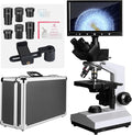 [Darkfield Microorganism Model] Vabiooth Lab Darkfield & Brightfield Trinocular Compound Microscope 40X-2500X Magnification with 7" Monitor 5MP E-Eyepiece, Adjustable Mechanical Stage, LED Source