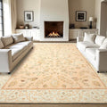 LOCHAS Washable Area Rugs 4x6, Peach Floral Rug for Living Room Bedroom Non Slip, Ultra Soft Vintage Indoor Carpet for Kids, Nursery, Dorm, Dining Room, Classroom, Boho Flower Home Decor, Low-Pile