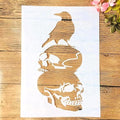 TIAMECH A4 Reusable Halloween Crow Skull Stencil for Painting - Horror Ghost Atmosphere Layering Template, DIY Wall Art, Wood Furniture, Scrapbook & Crafts (8.3x11.7inch)