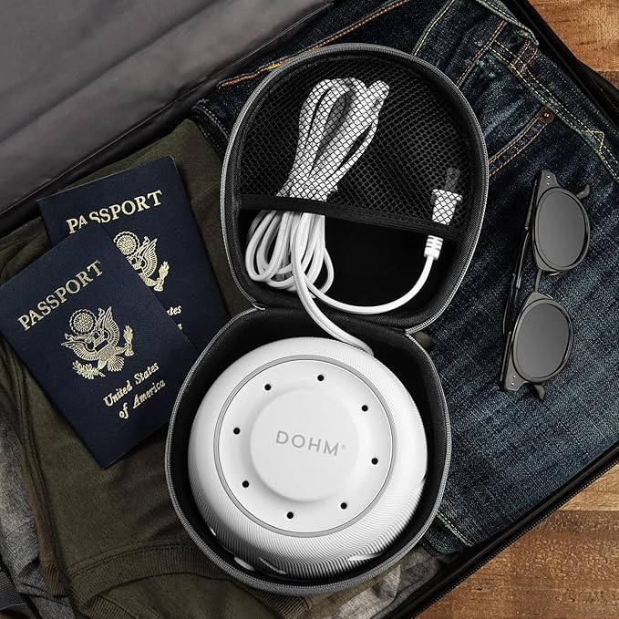 Yogasleep Dohm (White/Gray) & Travel Case (2 Piece Set) The Original White Noise Machine with Natural Sound from a Real Fan, Sleep Aid & Noise Cancelling For Adults & Baby, Office Privacy & Meditation