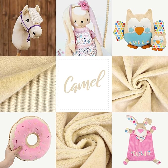 kullaloo Plush Fabric | Solid Camel Minky Fabric for Sewing | Super Soft Cuddle Material | 39.5x29.5 | Plushies, Baby Blankets, Pillows, Dog Beds, Cat Beds, Beanies, Baby Accessories, Apparel & More