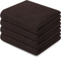 Homaxy 100% Cotton Waffle Weave Kitchen Dish Towels, Ultra Soft Absorbent Quick Drying Cleaning Towel, 13 x 28 Inches, 4-Pack, Dark Brown