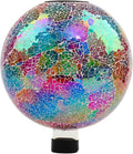 VOREEN Mosaic Solar Glass Gazing Ball, 10 Inch Colorful Gazing Globe, Handmade IP44 Waterproof Garden Decor Outdoor Ornament Sphere for Patio Lawn Yard, Gift for Mom Wife Friend