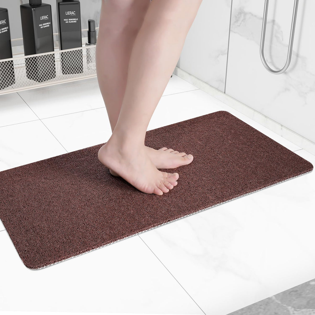 Non-Slip Bathtub Mat, Anti Slip Shower Mat, Fast Drying Bathtub Mats, Foot Scrubber Mat, Anti Slip Mat for Tub, Floor, Bathroom, Kitchen, Home, Hotel (Brown 36"×24")