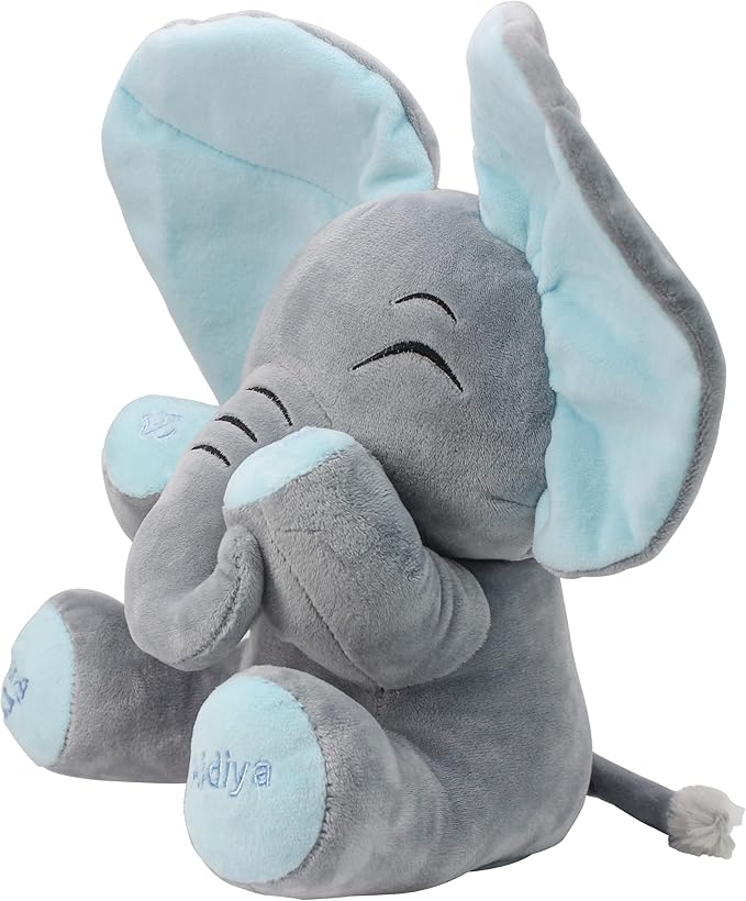 Aidiya Elephant Stuffed Animals Baby Gifts Peluches Ear Interactive Elephant Talking Singing Plush Toys for Girls Boys Gift Adjustable Volume 11.8" Set (Blue)