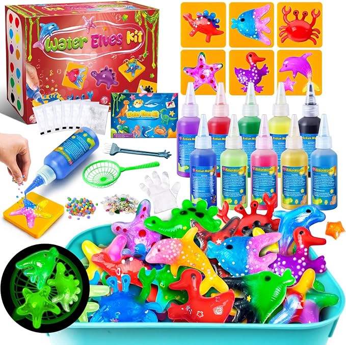 JOPSHEEN Magic Water Elf Toy Kit for Kids - Water Pets with 10 Colors - DIY Squishies Maker Crafts Birthday Gifts for Boys and Girls