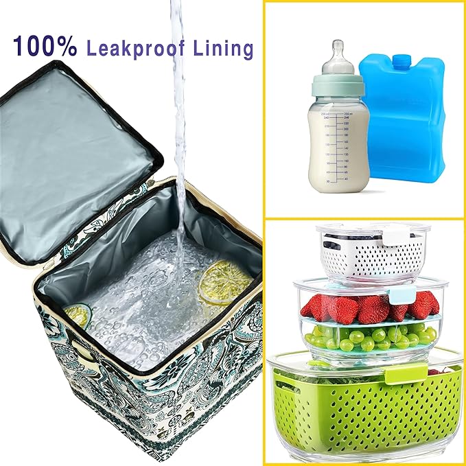 Breastmilk Cooler Bag with Ice Pack Fits 4 Baby Bottles Up to 9 Ounce Insulated Baby Bottle Bag Breast Milk Cooler on The Go with Strap Baby Bottle Cooler Bag for Nursing Mom Daycare or Travel